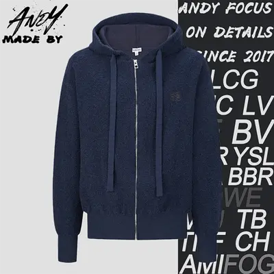 💰(310CNY)Embroidered logo wool loop knit zip-up hoodie Item ID:10001994-S