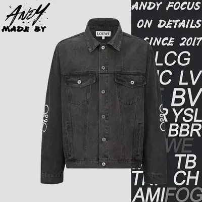 💰(380CNY) LOEWE Laser Burnished Leather Logo Denim Jacket Item ID:10003740