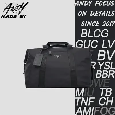 💰(1280CNY)Enameled Metal Triangle Logo Nylon Travel Bag — Black Item ID:40009658