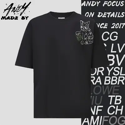💰(180CNY)Porcelain Big Cat Short-Sleeve T-Shirt — Black Item ID:10009666