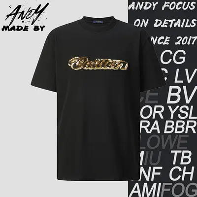 💰(190CNY)Gold sequined embroidered logo short-sleeved shirt Item ID:10001783-S