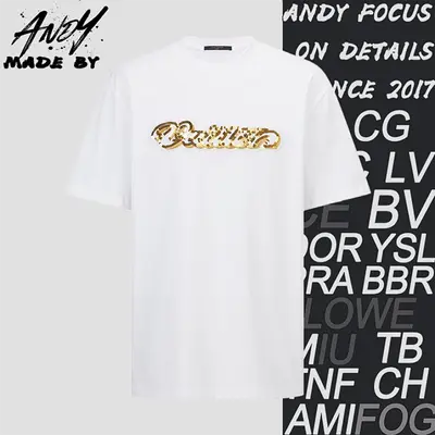 💰(190CNY)Gold sequined embroidered logo short-sleeved shirt Item ID:10003228-S