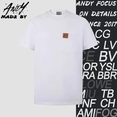 💰(119CNY) New Pocket Leather Label Pure Cotton Crew Neck Short Sleeve T-Shirt Item ID:110167-Z