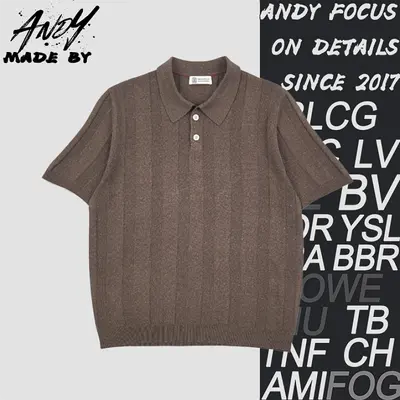 💰(310CNY)Two-tone linen blend striped polo shirt Item ID:110271