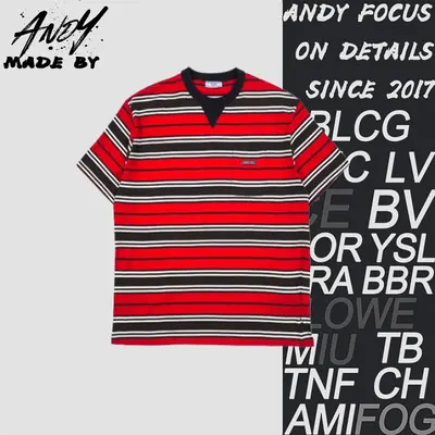 💰(190CNY)Prd Striped Drop-Shoulder Short Sleeve - Red Item ID:110348