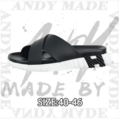 💰(250CNY)Platform calfskin flip-flops with platform soles, black and white. 310339