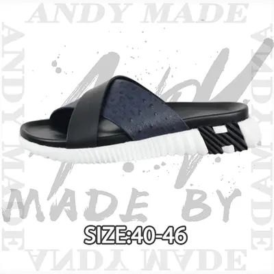 💰(250CNY)Black and white ostrich leather platform platform sandals for men Item ID:310343