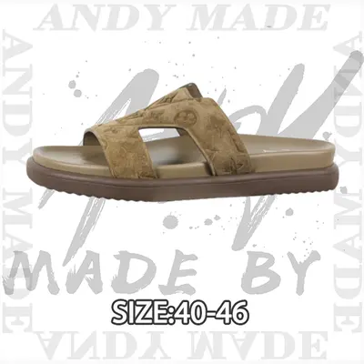 💰(250CNY)Round-toe flat mules, flip-flops, men's brown Item ID:310347