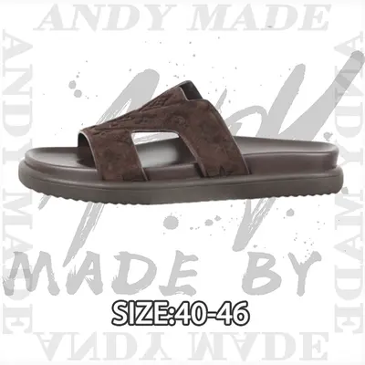 💰(250CNY)Round-toe flat mules, flip-flops, men's brown Item ID:310348