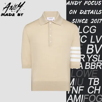 💰(270CNY) Four-stripe, five-button short-sleeved polo shirt - khaki Item ID:110395