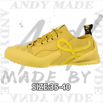 💰(330CNY) Grip Jacquard Webbing — Women's Round-Toe Lace-Up — Yellow Item ID:310353