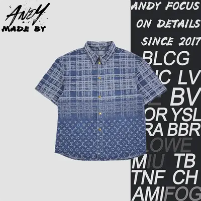 💰(240CNY) LV frayed gradient jacquard denim short sleeves Item ID:110403