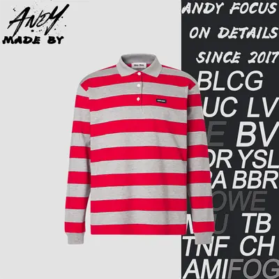 💰(250CNY) Miu 26ss Miu small label red and gray striped Polo long sleeves Item ID:110418