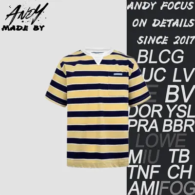 💰(200CNY) Prd striped drop-shoulder short-sleeved top - yellow Item ID:110432