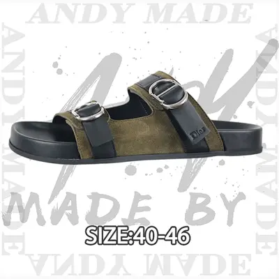 💰(250CNY) Round toe flat bottom suede two-word slippers black and green Item ID:310407