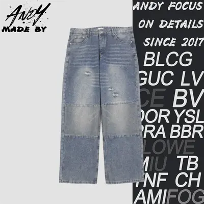 💰(260CNY) Distressed patchwork wide-leg jeans Item ID:210121