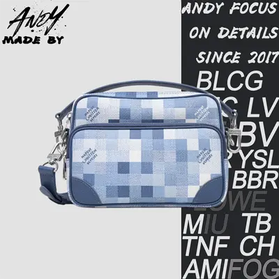 💰(1700CNY) Coated canvas shoulder/crossbody handbag, women's indigo blue Item ID:41018