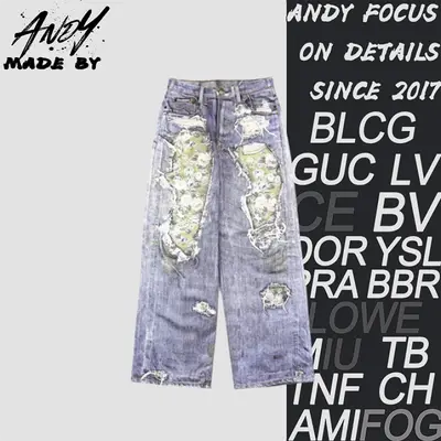 💰(360CNY) Ripped rose print trousers Item ID:210135