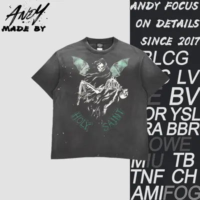 💰(220CNY) Skull, Devil, and Angel Print Short-Sleeve T-Shirt Item ID:110617