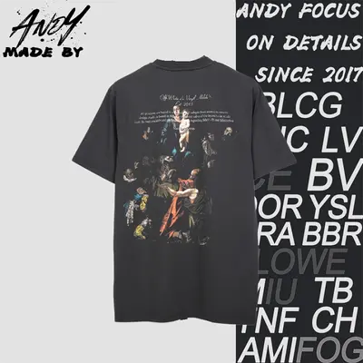 💰(200CNY) Back Print Virgin Mary Washed Short Sleeve Item ID:110709