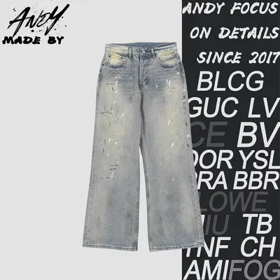 💰(320CNY) Dark ink-splattered jeans (lightweight) Item ID:210192