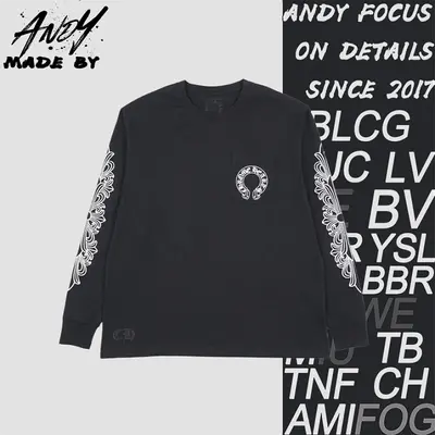 💰(250CNY) Crucifix Sleeve Sanskrit Scroll Print Long Sleeve - Black and White Item ID:110826