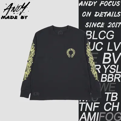 💰(250CNY) Crucifix Sleeve Sanskrit Scroll Print Long Sleeve - Black Yellow Item ID:110828
