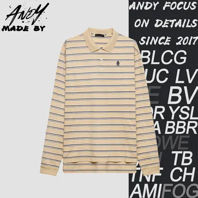 💰(260CNY) Khaki Medal Stripe Long-Sleeve Polo Item ID:110831
