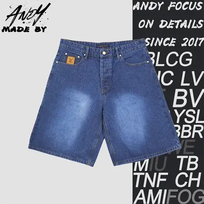 💰(220CNY) Navy blue denim shorts with embroidered back pocket logo Item ID:210201