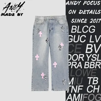 💰(260CNY) Cross Patch Denim Jeans Item ID:210203