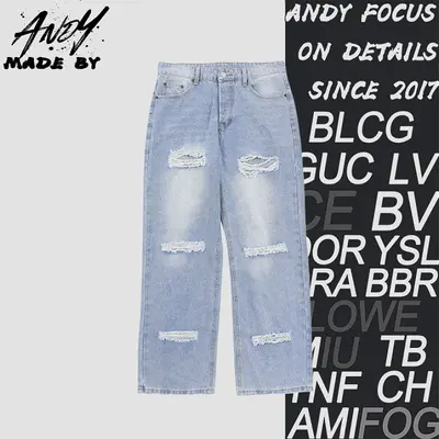 💰(260CNY) Ice blue ripped jeans Item ID:210210