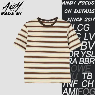 💰(180CNY) Beige and brown striped short-sleeve Item ID:110858