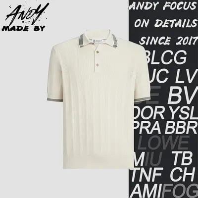 💰(280CNY) Ribbed Hem Two-Tone Knitted Polo Copy Item ID:110895
