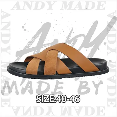 💰(260CNY) Calf leather cross-weave strap flip-flops in black and brown Item ID:310910