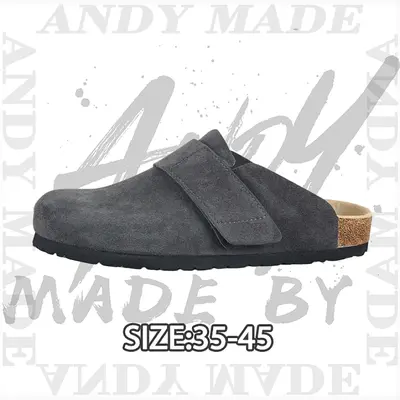 💰(270CNY) Baotou Velcro Half Slip-Ons Dark Gray Item ID:310915