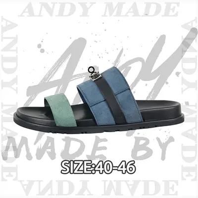 💰(260CNY) Calfskin flip-flops in black, blue, and mint Item ID:310921