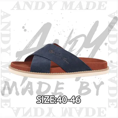 💰(260CNY) Cross-strap flip-flops in dark blue and brown Item ID:310927