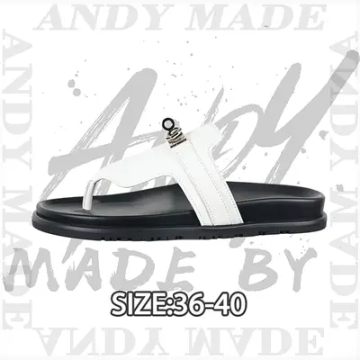 💰(250CNY) Goat leather flip-flops white and black Item ID:310947