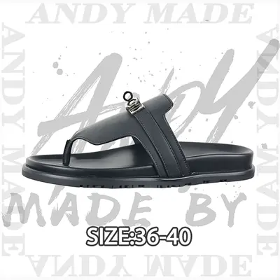 💰(250CNY) Goat leather flip-flops black Item ID:310948
