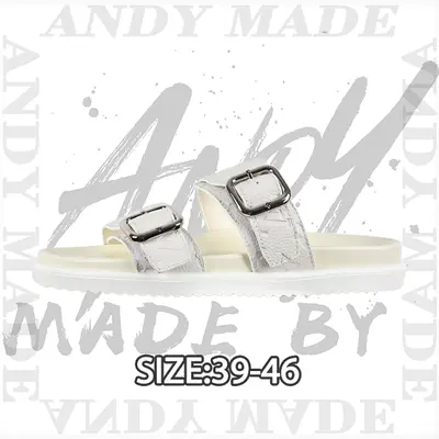 💰(290CNY) Two-strap slippers, off-white, full leather with embossed design Item ID:310971