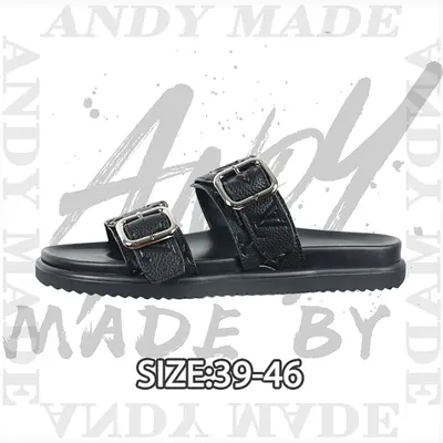 💰(290CNY) Two-strap flip-flops, Black Warrior full leather embossed Item ID:310974