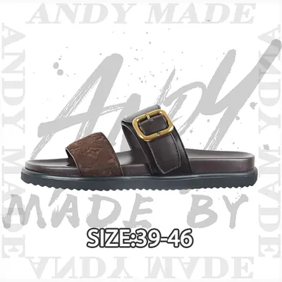 💰(290CNY) Two-strap slippers in deep mocha brown with mixed materials Item ID:310975