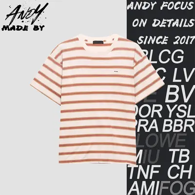 💰(190CNY) Beige with brown-red striped short sleeve Item ID:111013