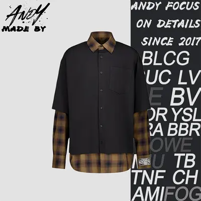 💰(360CNY) Black and brown plaid genuine two-piece long-sleeve shirt Item ID:111014