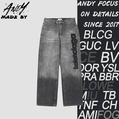 💰(260CNY) Patch Gothic Letter Wide-Leg Denim Jeans Item ID:210266
