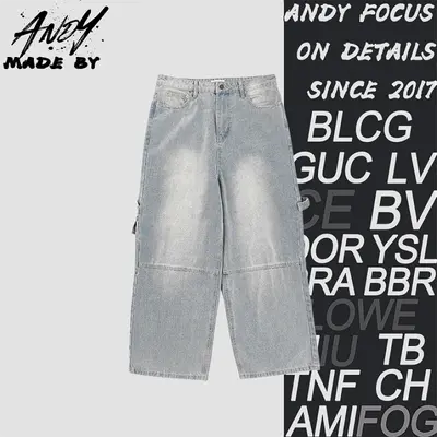 💰(300CNY) Light blue washed wide-leg cargo jeans Item ID:210267