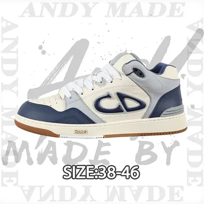 💰(450CNY) B57 Couple Style, Cream and Navy Contrast, Mid-Top Sneakers Item ID:311057