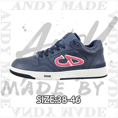 💰(450CNY) B57 Couples Style Dark Blue with Red Logo Low-Top Sneakers Item ID:311059