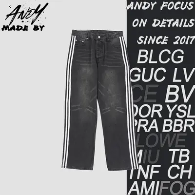💰(260CNY) Collab AD three-stripe washed show jeans Item ID:210270