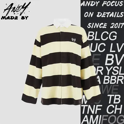 💰(330CNY) Wheat Ear Double B Stripe Yellow Brown Polo Long Sleeve Item ID:111030